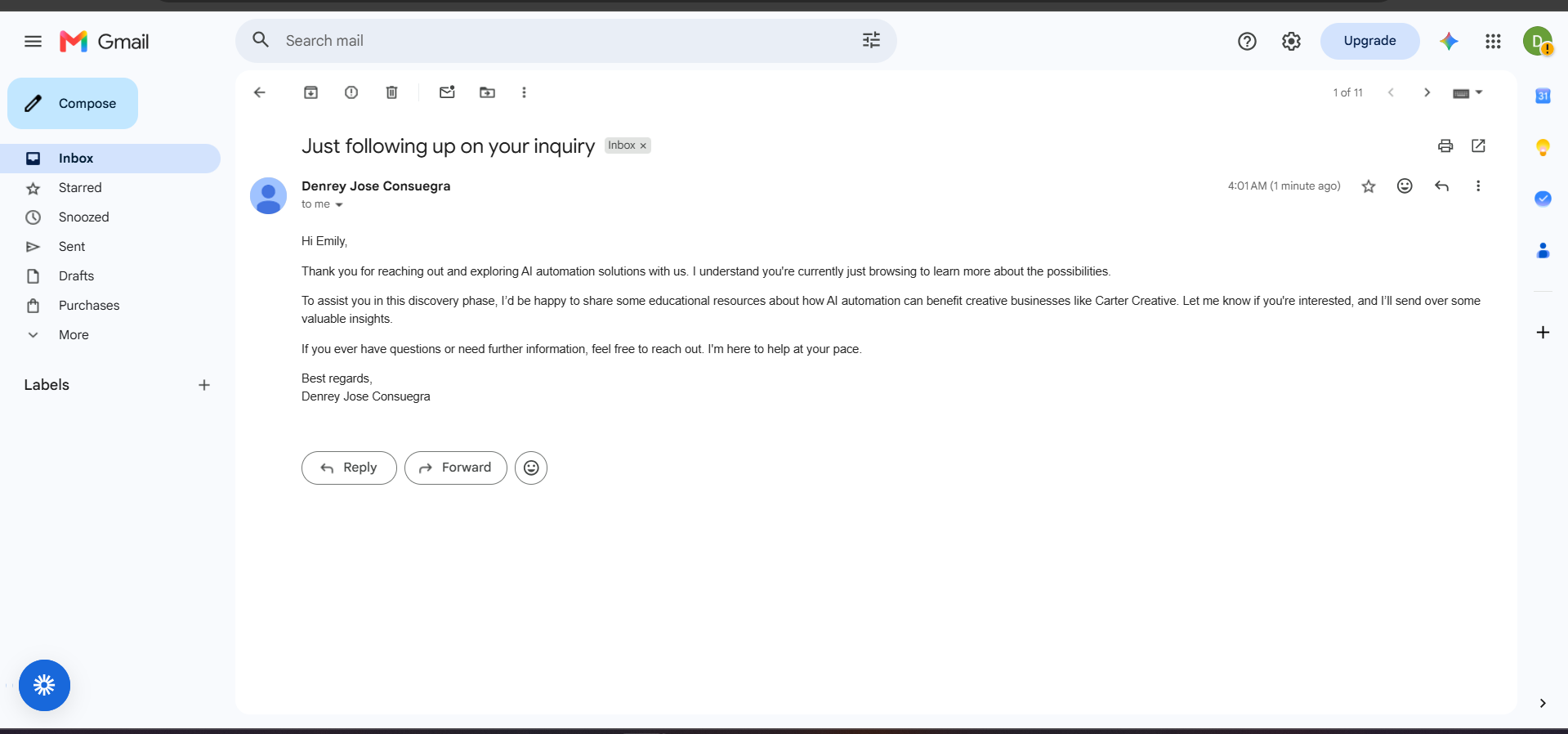 Automated AI follow-up email